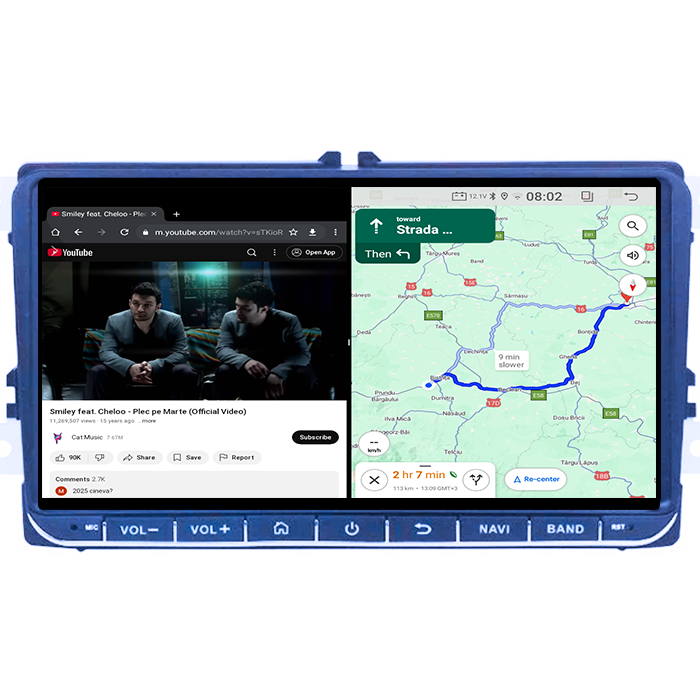 Navigatie dedicata Volkswagen, 4GB RAM 64GB ROM, Quadcore, Android 14, Display QLED, 9", Carplay&Android Auto, Suport camere AHD [4]