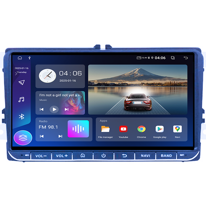 Navigatie dedicata Volkswagen, 4GB RAM 64GB ROM, Quadcore, Android 14, Display QLED, 9", Carplay&Android Auto, Suport camere AHD [2]