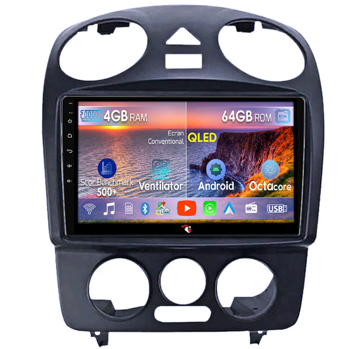 Navigatie dedicata Volkswagen Beetle 1998-2011, 4GB RAM 64GB ROM, Octacore, Android 14, Display QLED 9", DSP, Carplay, Android Auto, Internet, Youtube, Waze, WIFI, Bluetooth [1]