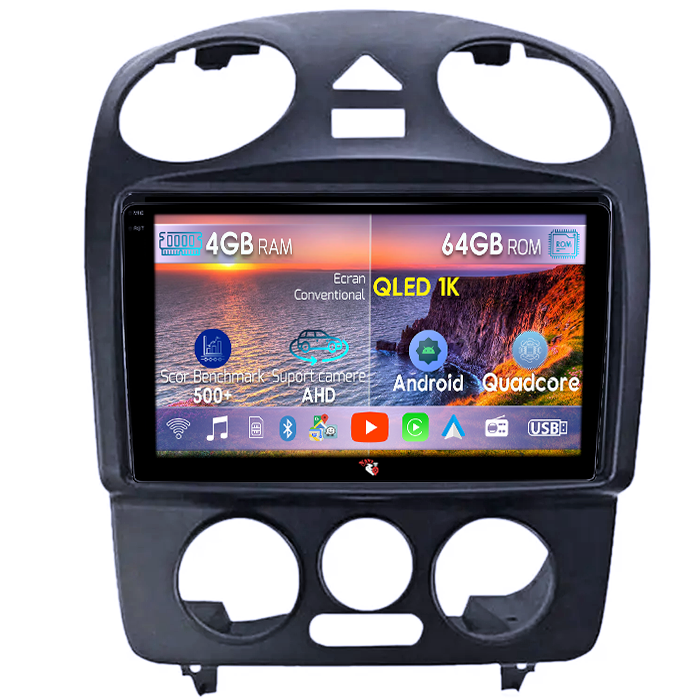 Navigatie dedicata Volkswagen Beetle 1998-2011, 4GB RAM 64GB ROM, Octacore, Android 14, Display QLED 1K 9", DSP, Carplay, Android Auto, Internet, Youtube, Waze, WIFI, Bluetooth [1]