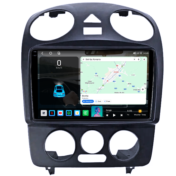 Navigatie dedicata Volkswagen Beetle 1998-2011, 4GB RAM 64GB ROM, Octacore, Android 14, Display QLED 1K 9", DSP, Carplay, Android Auto, Internet, Youtube, Waze, WIFI, Bluetooth [2]
