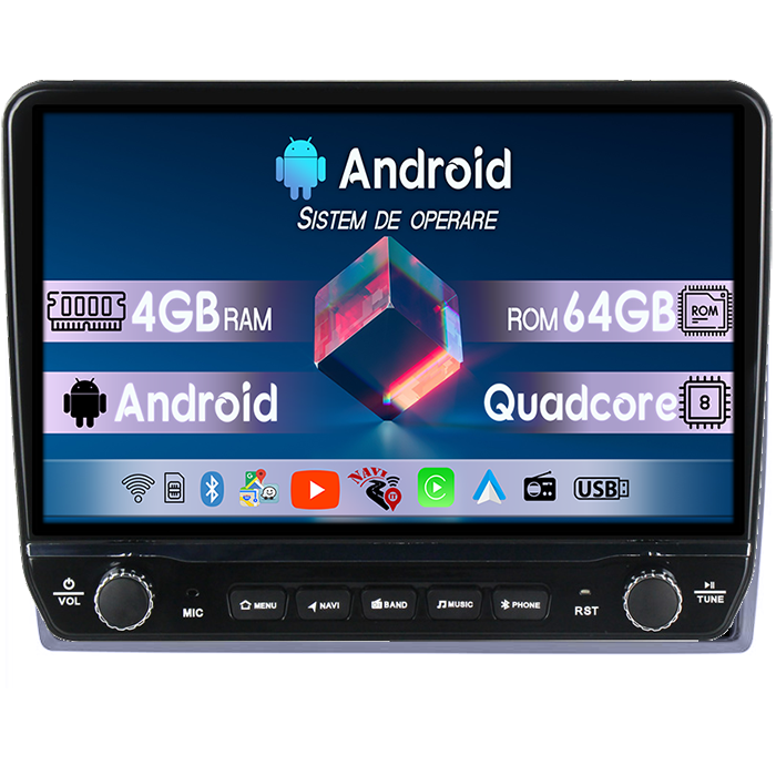 Navigatie dedicata Volkswagen Tesla cu butoane rotative model 2024, 4GB RAM 64GB ROM, Procesor Quadcore, Android 14, Display QLED 10", DSP, Carplay&Android Auto [1]