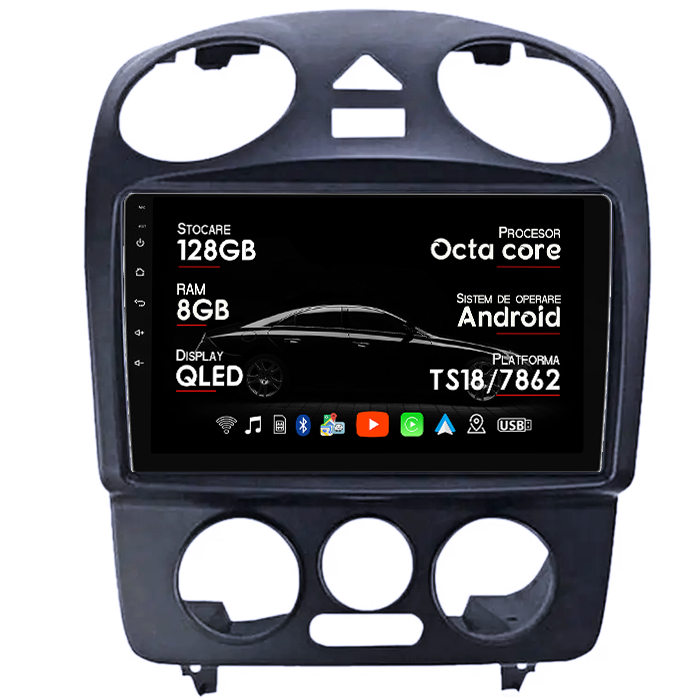 Navigatie dedicata Volkswagen Beetle, 8GB RAM 128GB ROM, Octacore, Platforma TS18, Android 14, Display QLED 9”, Suporta camera 360º, DSP, Carplay&Android Auto, SIM 4G, Ventilator Activ [1]