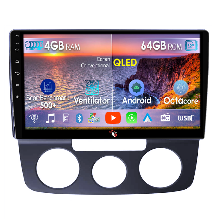 Navigatie dedicata Volkswagen Bora 2008-2012, 4GB RAM 64GB ROM, Octacore, Android 14, Display QLED 10", DSP, Carplay, Android Auto, Internet, Youtube, Waze, WIFI, Bluetooth [1]
