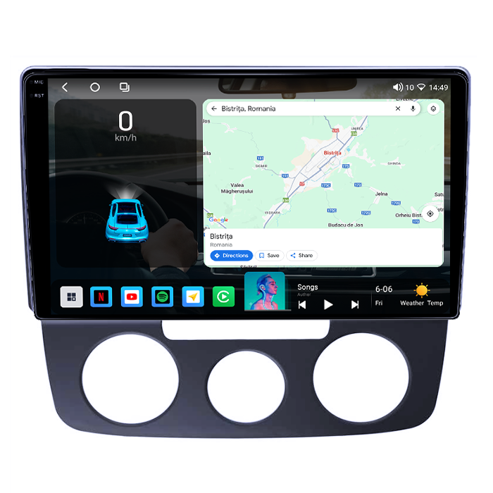 Navigatie dedicata Volkswagen Bora 2008-2012, 4GB RAM 64GB ROM, Octacore, Android 14, Display QLED 1K 10", DSP, Carplay, Android Auto, Internet, Youtube, Waze, WIFI, Bluetooth [2]