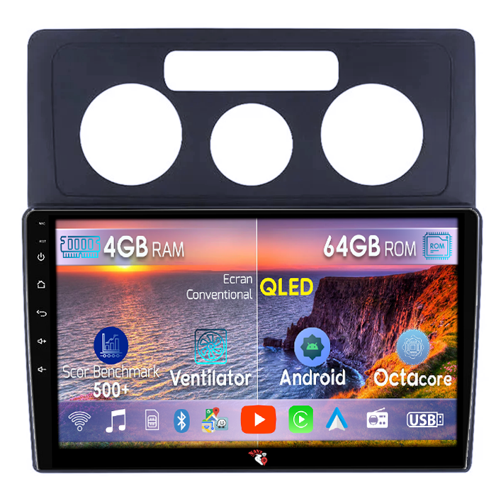 Navigatie dedicata Volkswagen Caddy 3 2004-2014, 4GB RAM 64GB ROM, Octacore, Android 14, Display QLED 10", DSP, Carplay, Android Auto, Internet, Youtube, Waze, WIFI, Bluetooth [1]