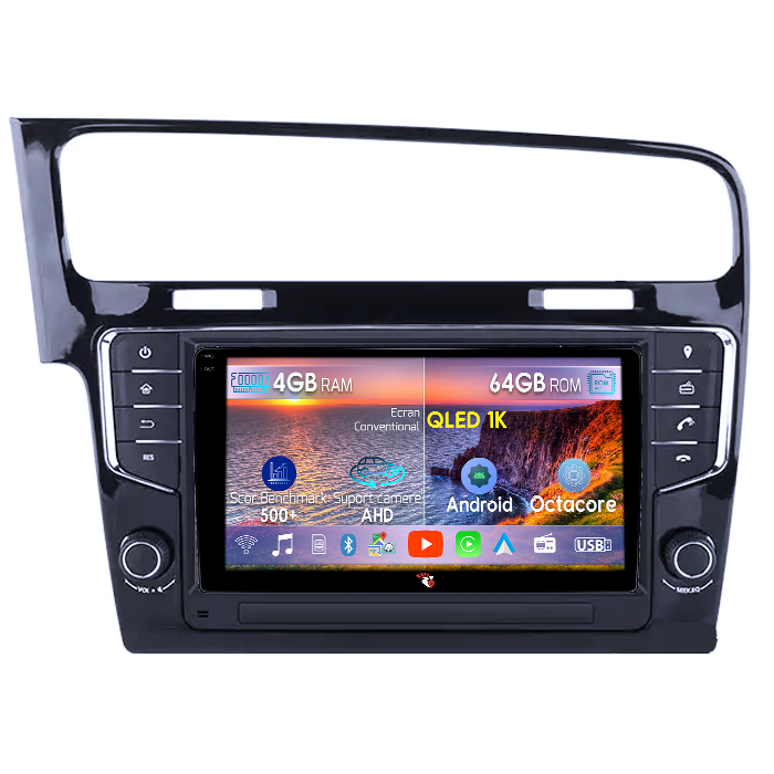 Navigatie dedicata Volkswagen Golf 7 2013-Prezent, cu butoane fizice, , 4GB RAM 64GB ROM, Octacore, Android 14, Display QLED 1K 9", Carplay&Android Auto, SIM 4G, Ventilator Activ [1]