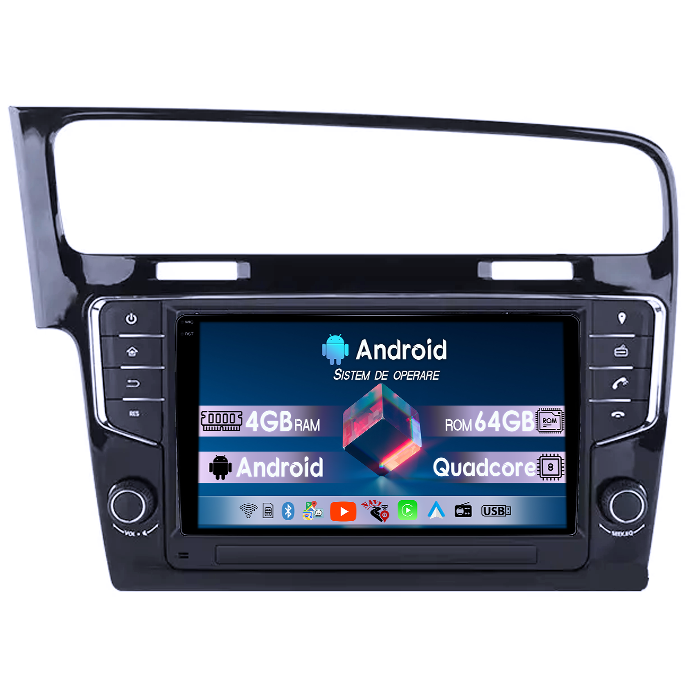 Navigatie dedicata Volkswagen Golf 7 2013-Prezent, cu butoane fizice, , 4GB RAM 64GB ROM, Quad Core, Display 9" QLED 1K, Carplay, Android 14, Bluetooth, Magazin Play, Suport Camere AHD [1]
