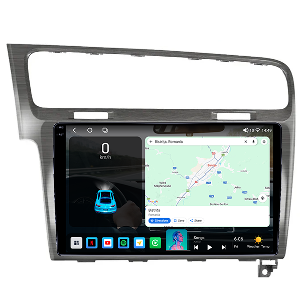 Navigatie dedicata Volkswagen Golf 7, Gri Sidefat, 4GB RAM 64GB ROM, Octacore, Android 14, Display QLED 10", DSP, Carplay, Android Auto, Internet, Youtube, Waze, WIFI, Bluetooth [2]