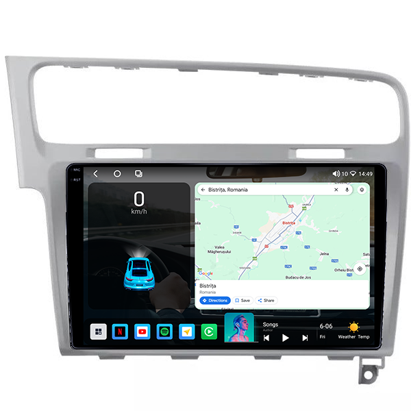 Navigatie dedicata Volkswagen Golf 7, Light Gray, 4GB RAM 64GB ROM, Octacore, Android 14, Display QLED 10", DSP, Carplay, Android Auto, Internet, Youtube, Waze, WIFI, Bluetooth [2]
