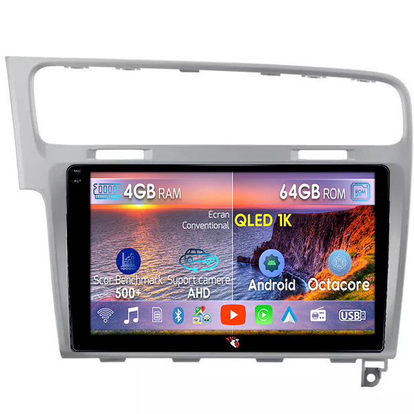Navigatie dedicata Volkswagen Golf 7, Light Gray, 4GB RAM 64GB ROM, Octacore, Android 14, Display QLED 10", DSP, Carplay, Android Auto, Internet, Youtube, Waze, WIFI, Bluetooth [1]