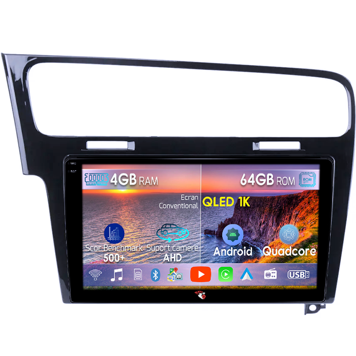 Navigatie dedicata Volkswagen Golf 7 Silver, 4GB RAM 64GB ROM, Octacore, Android 14, Display QLED 1K 10", DSP, Carplay, Android Auto, Internet, Youtube, Waze, WIFI, Bluetooth [1]