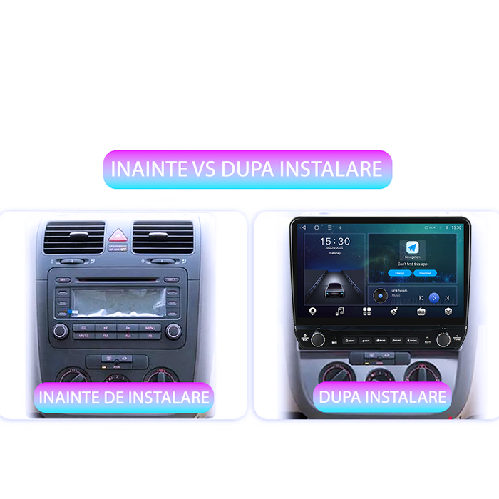 Navigatie dedicata Volkswagen Jetta 2005-2010 Tesla Style model 2024, Android, Carplay&Android Auto, 10 inch , 8+128GB, Internet, Aplicatii, Waze, GPS [6]