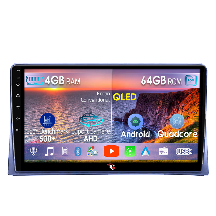 Navigatie dedicata Volkswagen Matvey 2008-2015, 4GB RAM 64GB ROM, Quad Core, Display 9" QLED 1K, Carplay, Android 14, Bluetooth, Magazin Play, Suport Camere AHD [1]