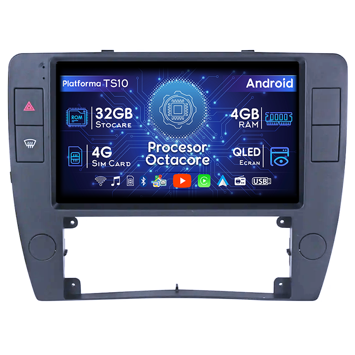 Navigatie dedicata Volkswagen Passat B5 2000-2005, 4GB RAM 32GB ROM, Octacore, Android 14, Display QLED 1K 9", DSP, Carplay&Android Auto, SIM 4G, Bluetooth, Ventilator Activ [1]