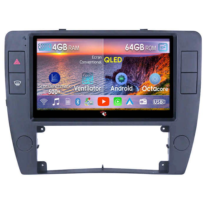 Navigatie dedicata Volkswagen Passat B5 2000-2005 , 4GB RAM 64GB ROM, Octacore, Android 14, Display QLED 9", DSP, Carplay, Android Auto, Internet, Youtube, Waze, WIFI, Bluetooth [1]