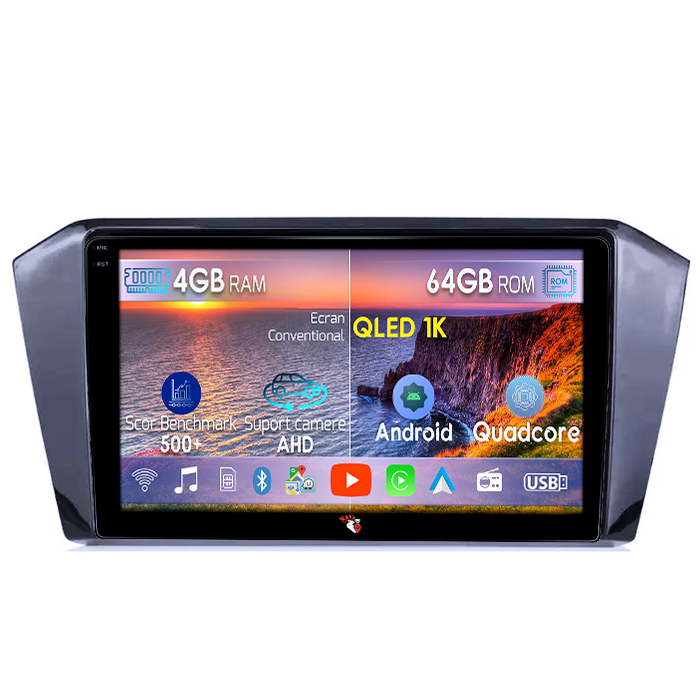Navigatie dedicata Volkswagen Passat B8 2015-2018, 4GB RAM 64GB ROM, Octacore, Android 14, Display QLED 1K 10", DSP, Carplay, Android Auto, Internet, Youtube, Waze, WIFI, Bluetooth [1]