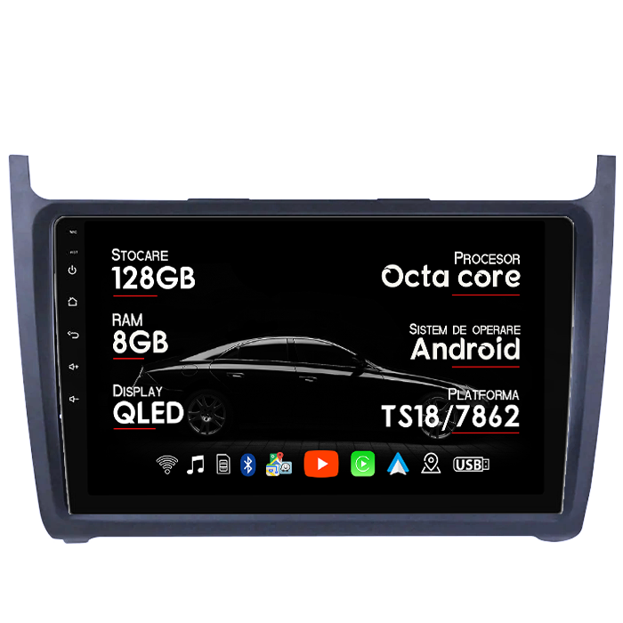 Navigatie dedicata Volkswagen Polo 2010-2018 8GB RAM 128GB ROM, Octacore, Platforma TS18, Android 14, Display QLED 9”, Suporta camera 360º, DSP, Carplay&Android Auto, SIM 4G, Ventilator Activ [1]