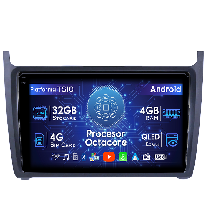 Navigatie dedicata Volkswagen Polo Golf Passat, 4GB RAM 32GB ROM, Octacore, Android 14, Display QLED 1K 9", DSP, Carplay&Android Auto, SIM 4G, Bluetooth, Ventilator Activ [1]