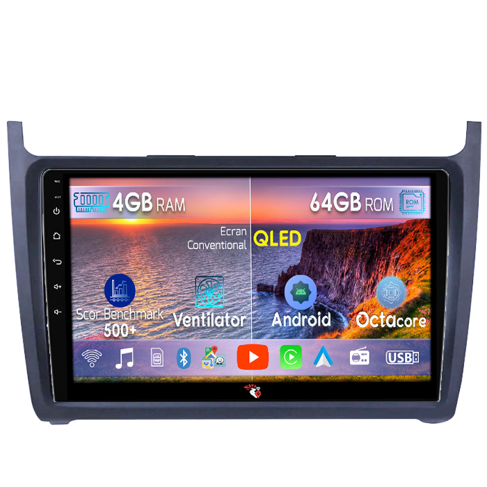 Navigatie dedicata Volkswagen Polo Golf Passat, 4GB RAM 64GB ROM, Octacore, Android 14, Display QLED 9", DSP, Carplay, Android Auto, Internet, Youtube, Waze, WIFI, Bluetooth [1]