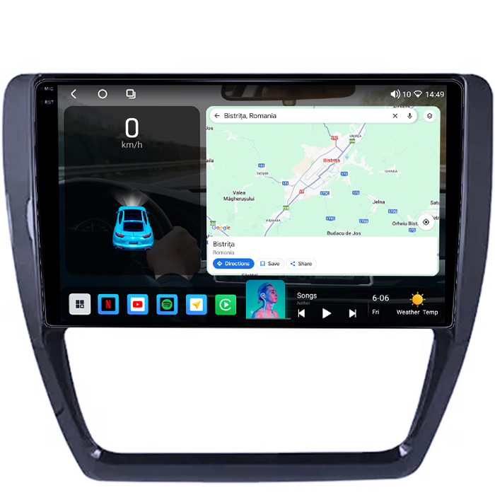 Navigatie dedicata Volkswagen Sagitar, Jetta, 4GB RAM 64GB ROM, Octacore, Android 14, Display QLED 1K 9", DSP, Carplay, Android Auto, Internet, Youtube, Waze, WIFI, Bluetooth [2]