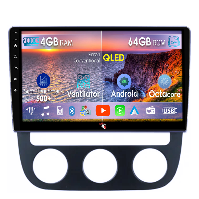 Navigatie dedicata Volkswagen Sagitar / Jetta5 2006-2010 si Golf 5, 4GB RAM 64GB ROM, Octacore, Android 14, Display QLED 10", DSP, Carplay, Android Auto, Internet, Youtube, Waze, WIFI [1]