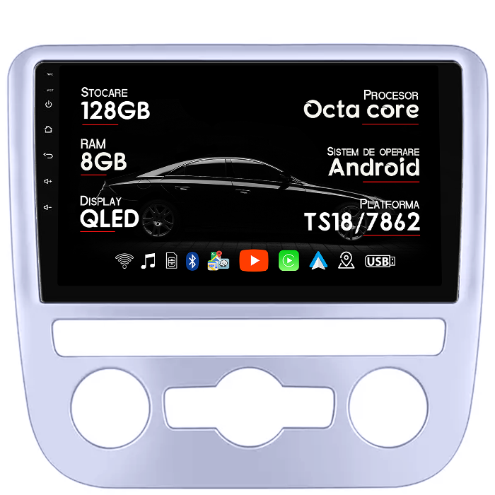 Navigatie dedicata Volkswagen Scirocco 2009-2014, AC, 8GB RAM 128GB ROM, Octacore, Platforma TS18, Android 14, Display QLED 9”, Suporta camera 360º, DSP, Carplay&Android Auto, SIM 4G, Ventilator Activ [1]