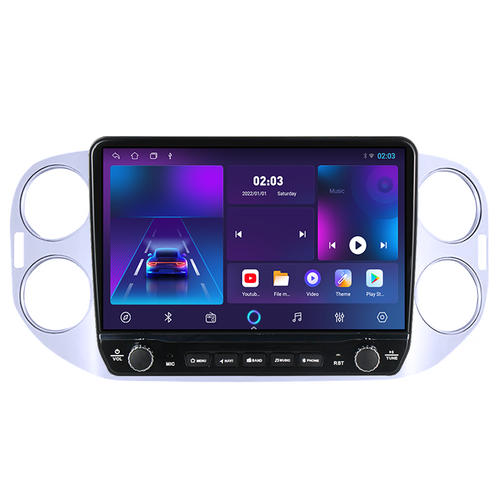 Navigatie dedicata Volkswagen Tiguan 2007-2016 Tesla cu butoane rotative model 2024, 4GB RAM 64GB ROM, Procesor Quadcore, Android 14, Display QLED 10", DSP, Carplay&Android Auto [5]