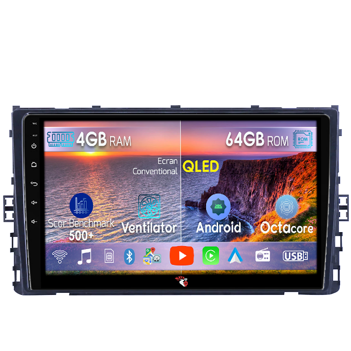 Navigatie dedicata Volkswagen T6 2015+, Taigo, T-Roc, T-Cross, Caravelle, Arteon, 4GB RAM 64GB ROM, Octacore, Android 14, Display QLED 9", DSP, Carplay, Android Auto, Internet, Youtube, Waze, WIFI, Bl [1]