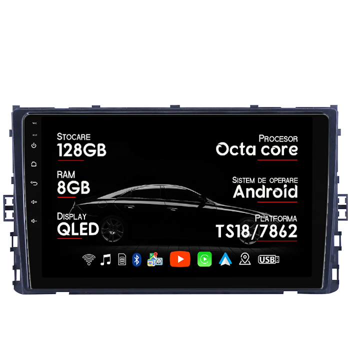Navigatie dedicata Volkswagen T6 2015+, Taigo, T-Roc, T-Cross, Caravelle, Arteon, 8GB RAM 128GB ROM, Octacore, Platforma TS18, Android 14, Display QLED 9”, Suporta camera 360º, DSP, Carplay&Android Au [1]
