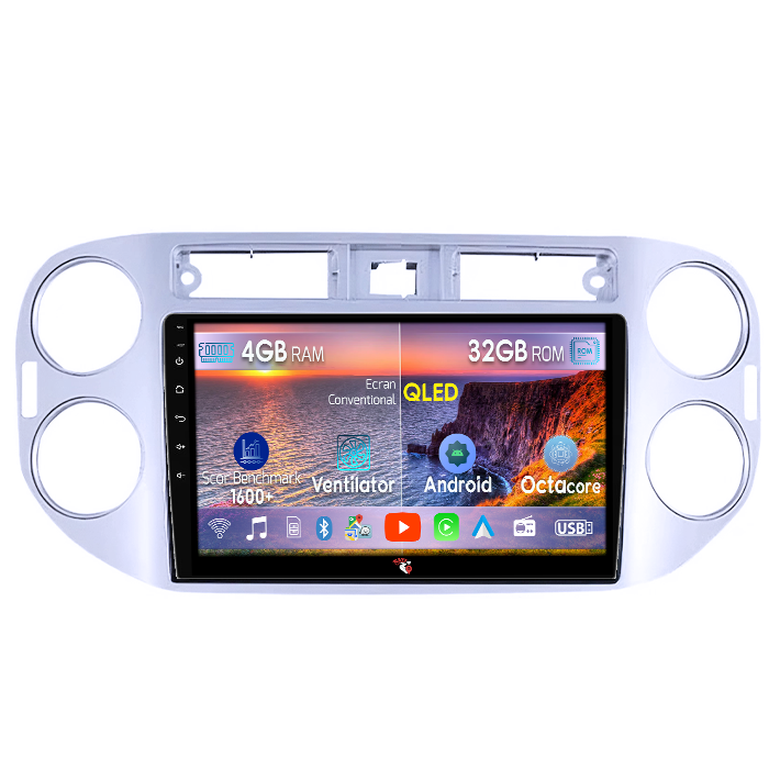 Navigatie dedicata Volkswagen Tiguan 2007-2012, 4GB RAM 32GB ROM, Octacore, Android 14, Display QLED 9", DSP, Carplay&Android Auto, SIM 4G, Bluetooth, Ventilator Activ [1]