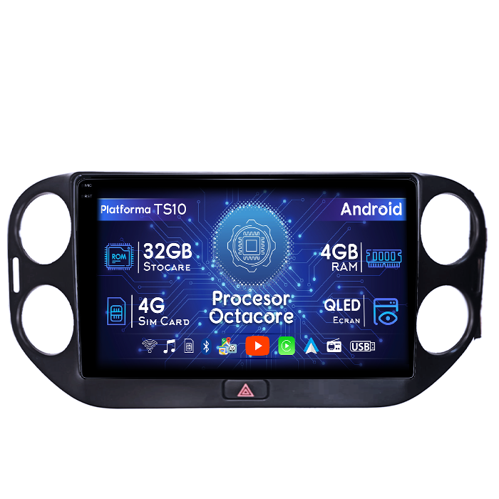 Navigatie dedicata Volkswagen Tiguan 2010-2017, 4GB RAM 32GB ROM, Octacore, Android 14, Display QLED 1K 9", DSP, Carplay&Android Auto, SIM 4G, Bluetooth, Ventilator Activ [1]