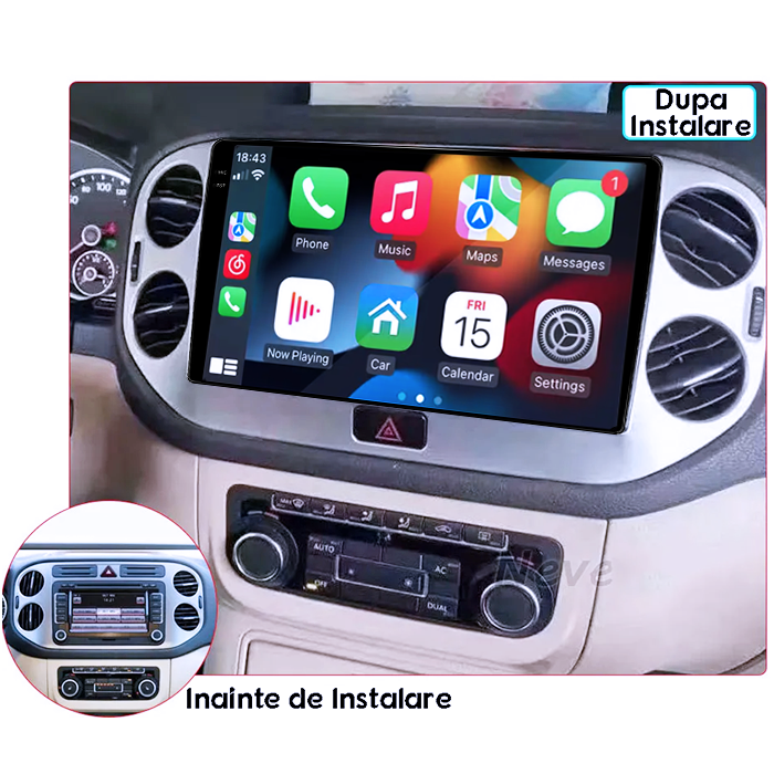 Navigatie dedicata Volkswagen Tiguan 2010-2017, 4GB RAM 64GB ROM, Procesor Qualcomm Octacore, Android 14, Rezolutie 2K, Display QLED 9", DSP, Carplay&Android Auto, SIM 4G [6]
