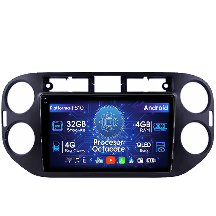 Navigatie dedicata Volkswagen Tiguan, 4GB RAM 32GB ROM, Octacore, Android 14, Display QLED 1K 9", DSP, Carplay&Android Auto, SIM 4G, Bluetooth, Ventilator Activ [1]
