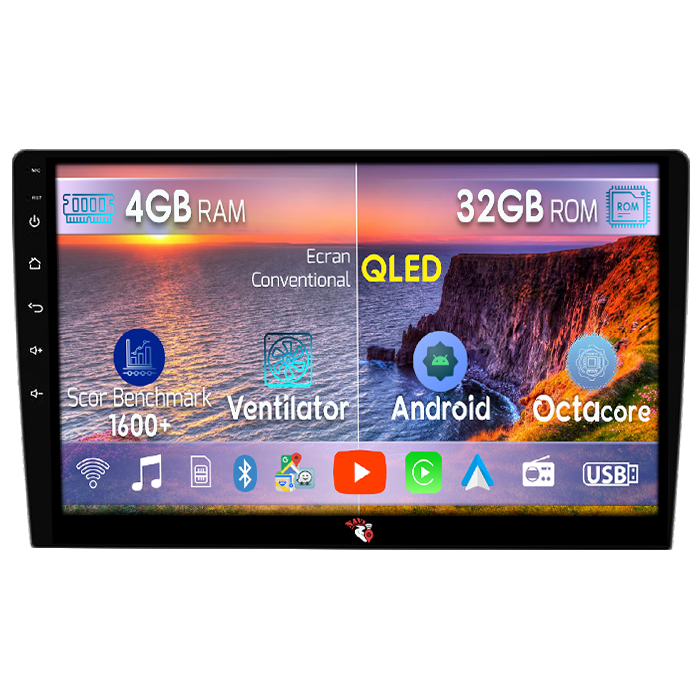 Navigatie dedicata Volkswagen Touareg 2003-2010, 4 GB RAM 32 ROM, Android 14, Display QLED, 9", DSP, Carplay, Android Auto, Internet, Youtube, Waze, WI-FI, USB, Bluetooth [1]
