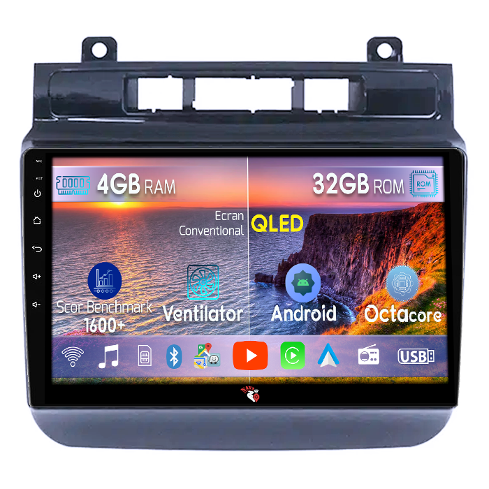 Navigatie dedicata Volkswagen Touareg 2012-2015, 4 GB RAM 32 ROM, Android 14, Display QLED, 9", DSP, Carplay, Android Auto, Internet, Youtube, Waze, WI-FI, USB, Bluetooth [1]