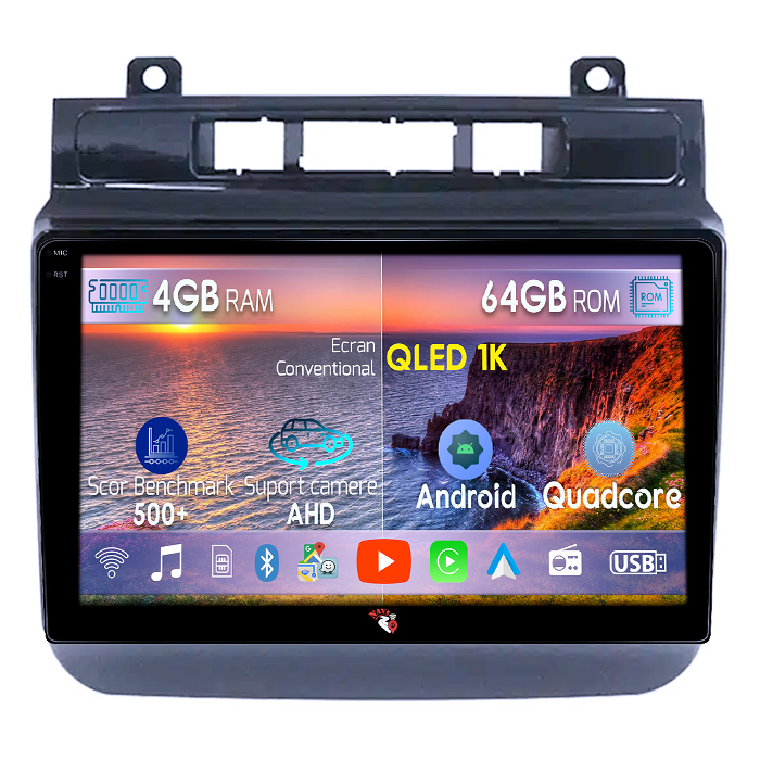 Navigatie dedicata Volkswagen Touareg 2012-2015, 4GB RAM 64GB ROM, Octacore, Android 14, Display QLED 1K 9", DSP, Carplay, Android Auto, Internet, Youtube, Waze, WIFI, Bluetooth [1]
