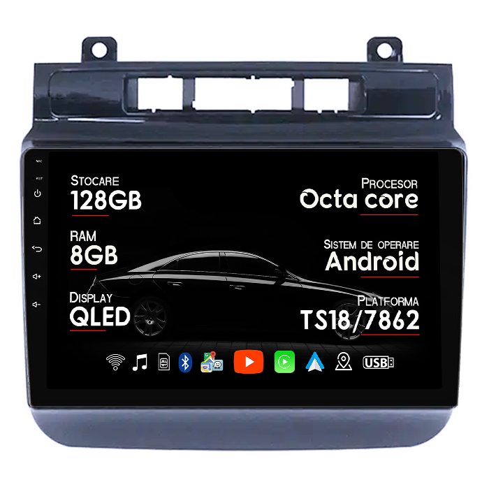 Navigatie dedicata Volkswagen Touareg 2012-2015, 8GB RAM 128GB ROM, Octacore, Platforma TS18, Android 14, Display QLED 9”, Suporta camera 360º, DSP, Carplay&Android Auto, SIM 4G, Ventilator Activ [1]