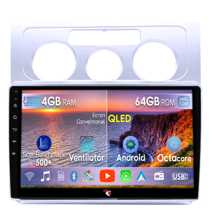 Navigatie dedicata Volkswagen Touran 2003-2015, 4GB RAM 64GB ROM, Octacore, Android 14, Display QLED 10", DSP, Carplay, Android Auto, Internet, Youtube, Waze, WIFI, Bluetooth [1]