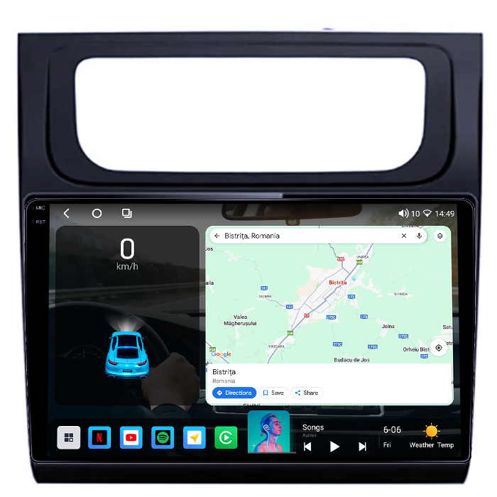 Navigatie dedicata Volkswagen Touran 2003-2015, 4GB RAM 64GB ROM, Octacore, Android 14, Display QLED 1K 10", DSP, Carplay, Android Auto, Internet, Youtube, Waze, WIFI, Bluetooth [2]