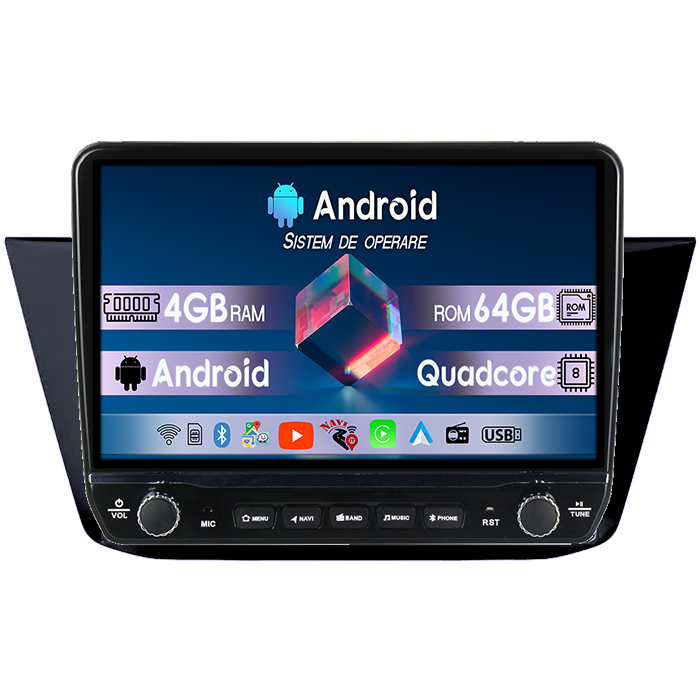 Navigatie dedicata Volkswagen Touran 2015+ Tesla cu butoane rotative model 2024, 4GB RAM 64GB ROM, Procesor Quadcore, Android 14, Display QLED 10", DSP, Carplay&Android Auto [1]