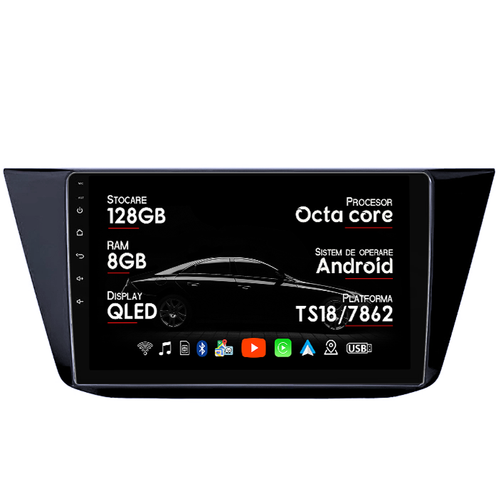 Navigatie dedicata Volkswagen Touran 2015+, 8GB RAM 128GB ROM, Octacore, Platforma TS18, Android 14, Display QLED 9”, Suporta camera 360º, DSP, Carplay&Android Auto, SIM 4G, Ventilator Activ [1]