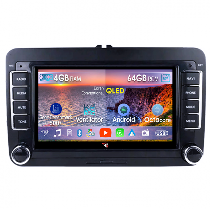 Navigatie dedicata Volkswagen, 4GB RAM 64GB ROM, Octacore, Android 14, Display QLED 7", DSP, Carplay&Android Auto, SIM 4G, Ventilator Activ [1]