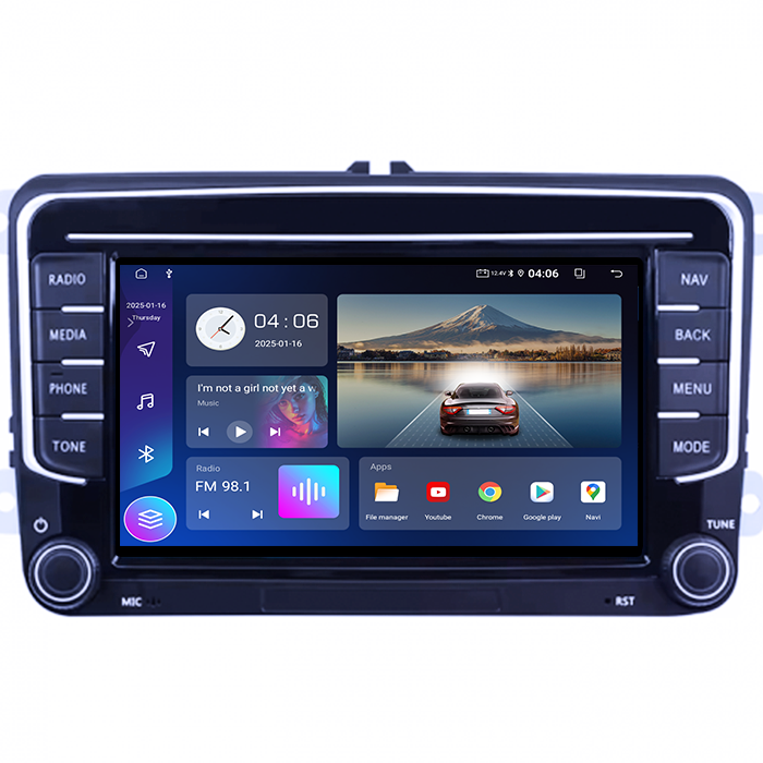 Navigatie dedicata Volkswagen, model 2023, 4GB RAM 64GB ROM, Quadcore, Android 14, Display QLED 7", DSP, Carplay&Android Auto, Suport camere AHD [2]
