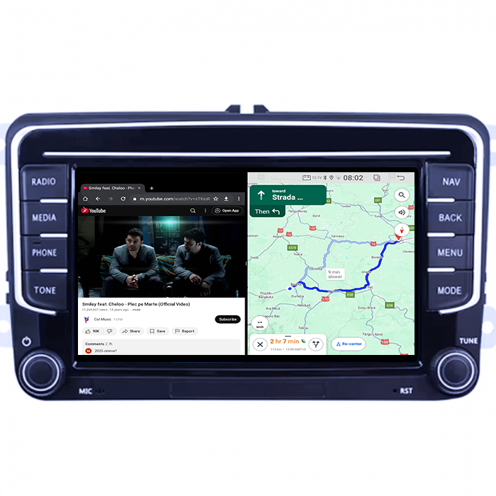 Navigatie dedicata Volkswagen, model 2023, 4GB RAM 64GB ROM, Quadcore, Android 14, Display QLED 7", DSP, Carplay&Android Auto, Suport camere AHD [4]
