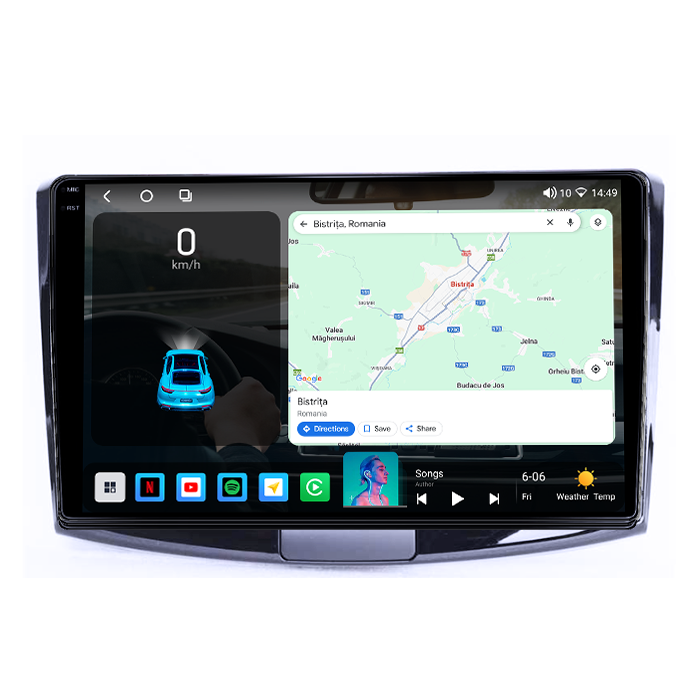 Navigatie dedicata Volkwagen Passat B6/B7 Black, 4GB RAM 64GB ROM, Quadcore, Android 14, Display QLED 1K, 9", DSP, Carplay&Android Auto, Suport camere AHD [2]