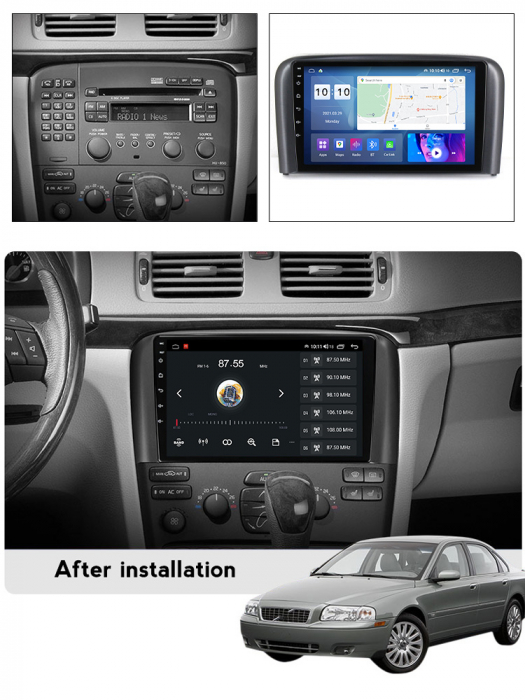 Navigatie dedicata Volvo S80 1998-2006, 4 GB RAM 32 ROM, Android 13, Display QLED, 9", DSP, Carplay, Android Auto, Internet, Youtube, Waze, WI-FI, USB, Bluetooth [7]