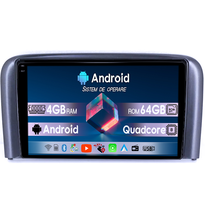 Navigatie dedicata Volvo S80, 4GB RAM 64GB ROM, Quad Core, Display 9" QLED 1K, Carplay, Android 14, Bluetooth, Magazin Play, Suport Camere AHD [4]