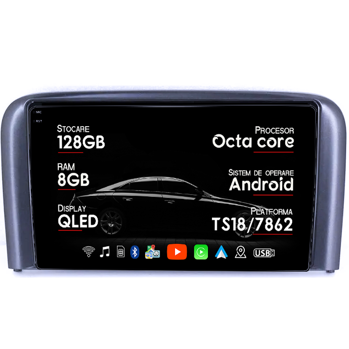 Navigatie dedicata Volvo S80, 8GB RAM 128GB ROM, Octacore, Platforma TS18, Android 14, Display QLED 9", Suporta camera 360", DSP, Carplay&Android Auto, SIM 4G, Ventilator Activ [1]