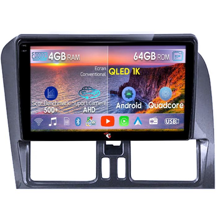 Navigatie dedicata Volvo XC60 2008-2014, 4GB RAM 64GB ROM, Octacore, Android 14, Display QLED 1K 9", Carplay&Android Auto, SIM 4G, Ventilator Activ [1]